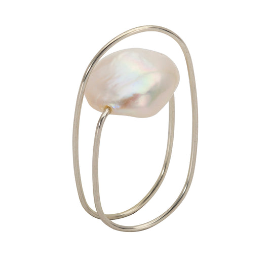 Oval Wrap Ring with White Biwa Pearl