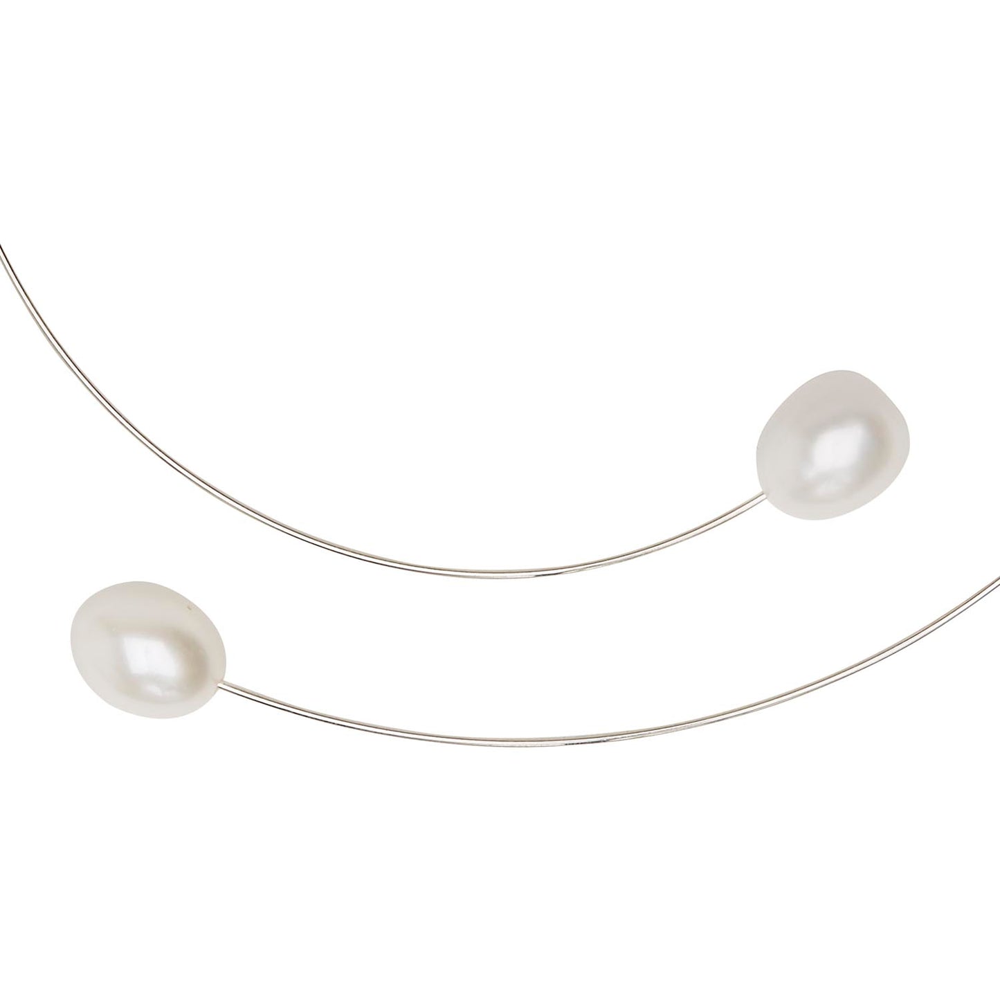 Round Asymmetric Neck Wire with White Pearls