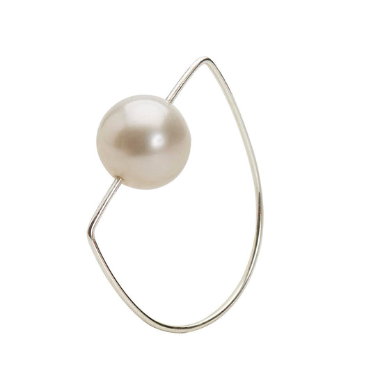 Top Angled Curve Ring with White Pearl