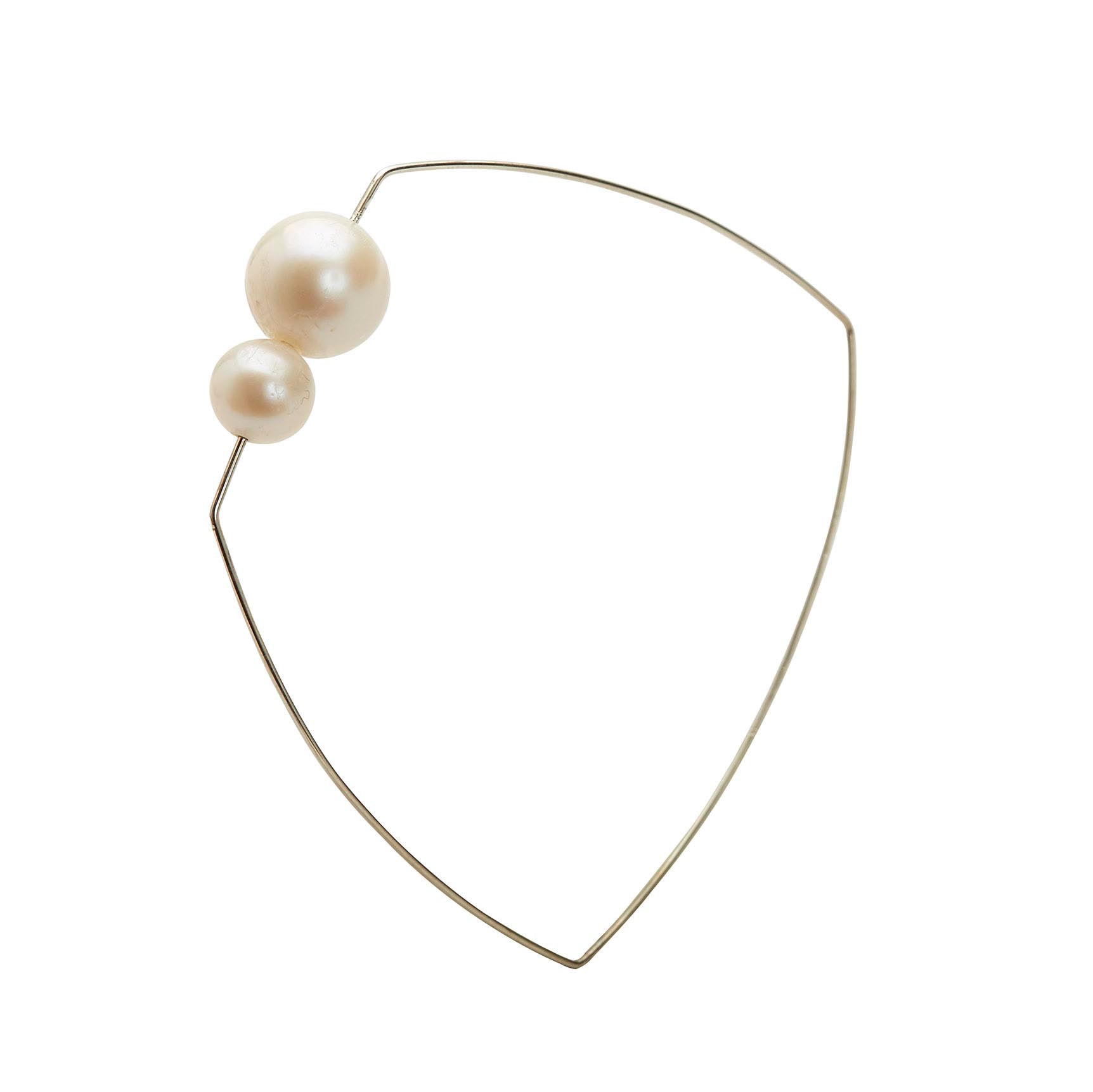 Asymmetric Square Bangle with White Pearls
