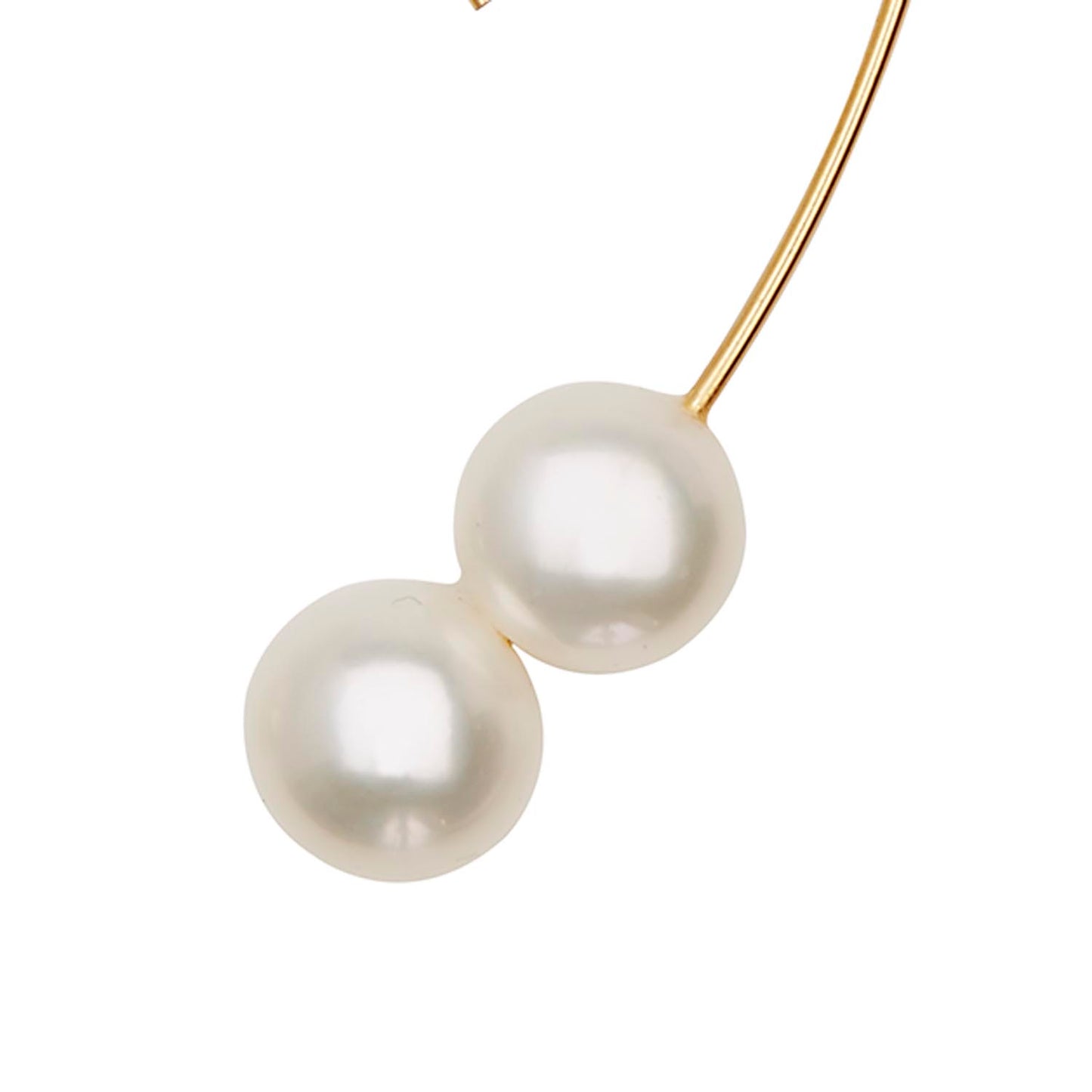 Angled Curve Earrings with White Pearls