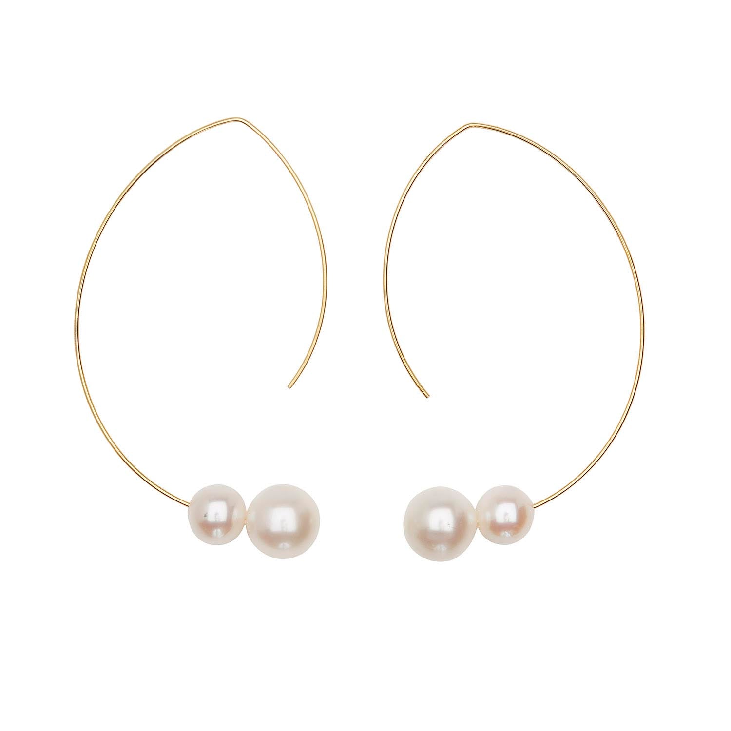 Arched Earrings with White Pearls