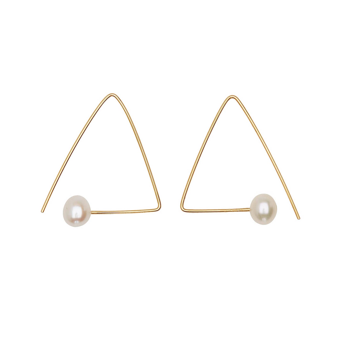 Petite Triangle Hoops with White Pearls