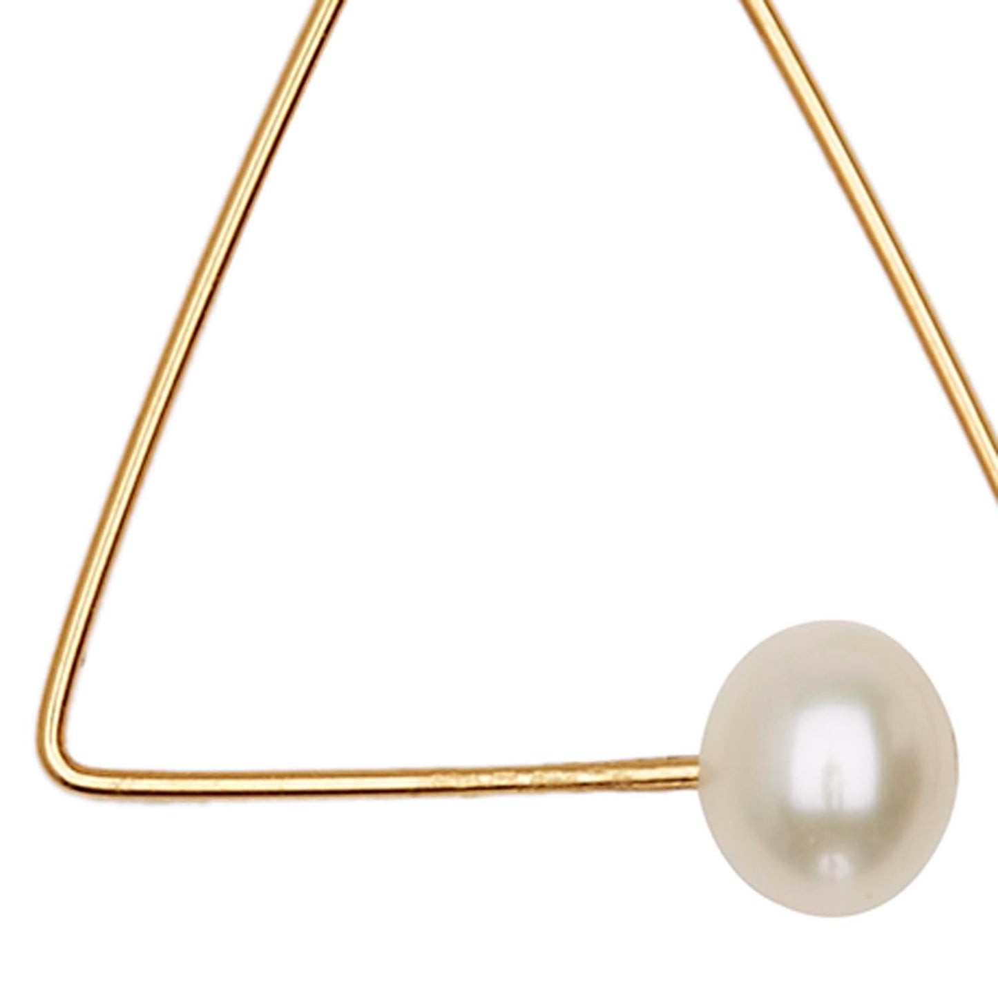 Petite Triangle Hoops with White Pearls