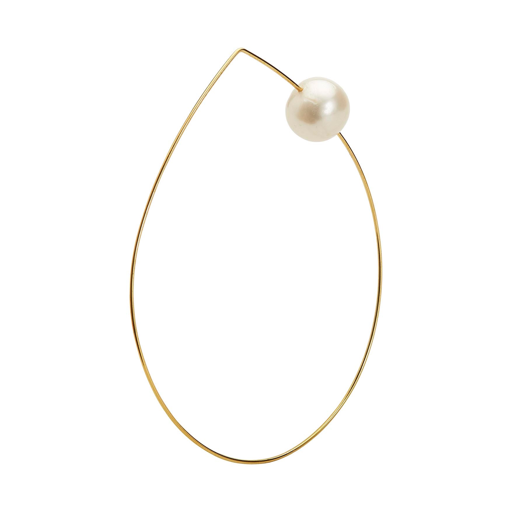 Pointed Curve Bangle with White Pearl