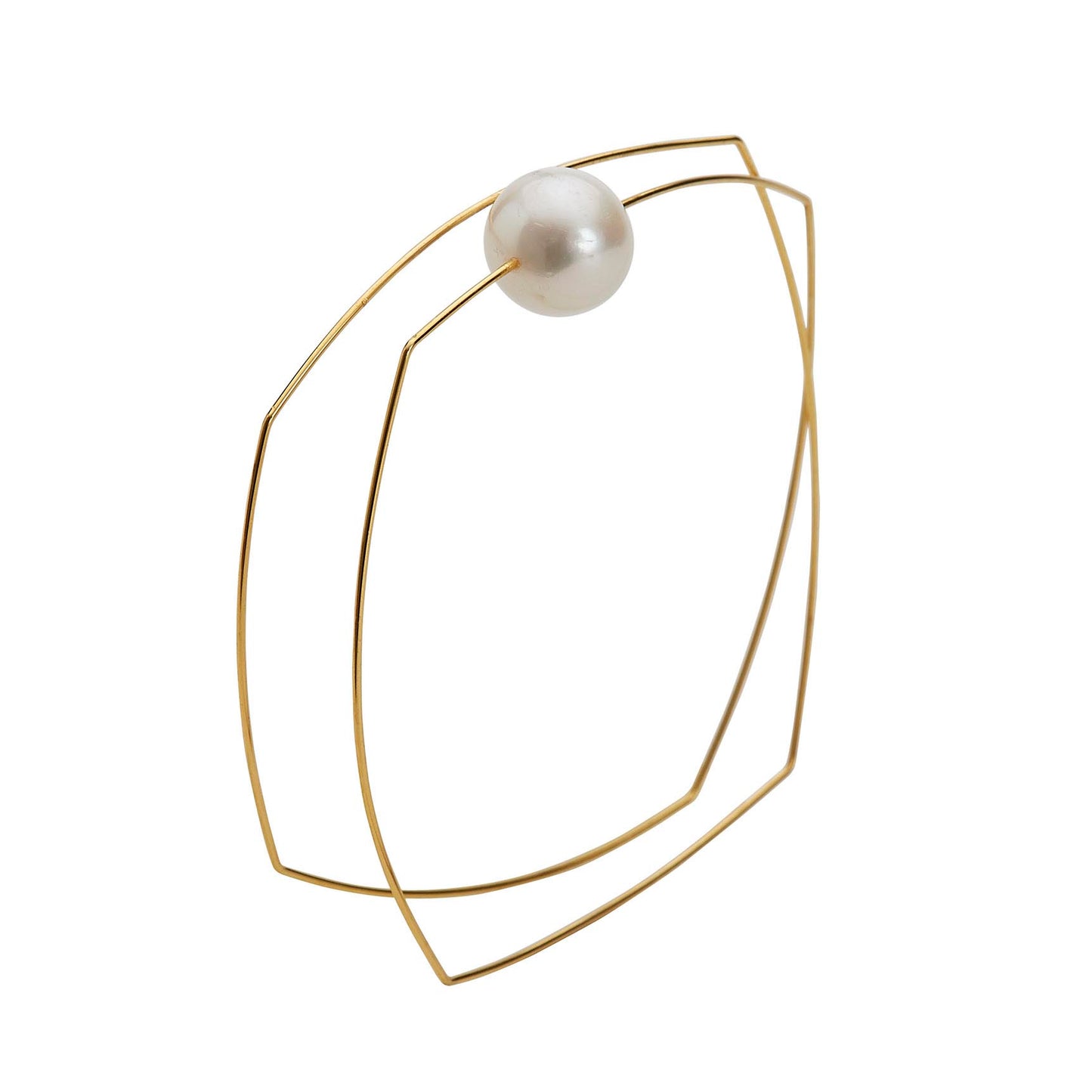 Square Wrap Bangle with White Pearl