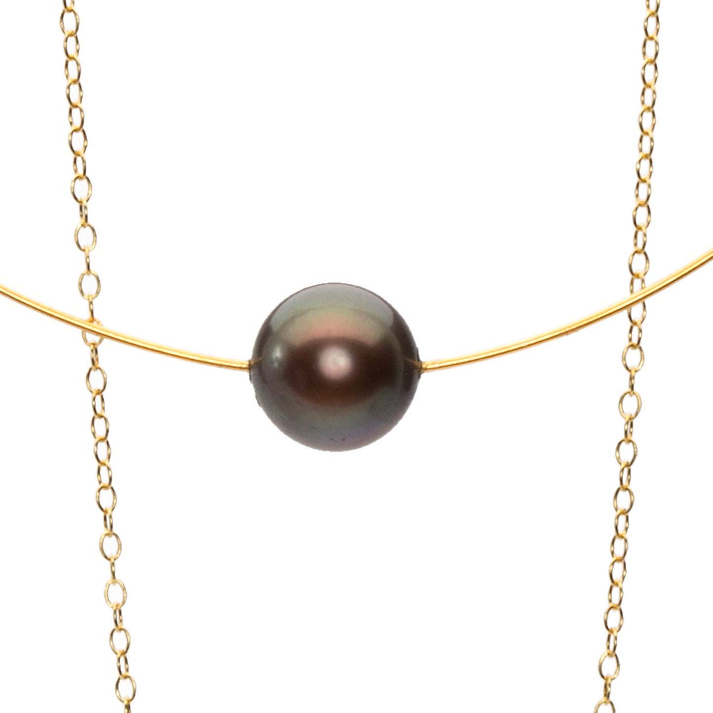 Extra Large Circle Chain Pendant Necklace with Round Freshwater Pearl