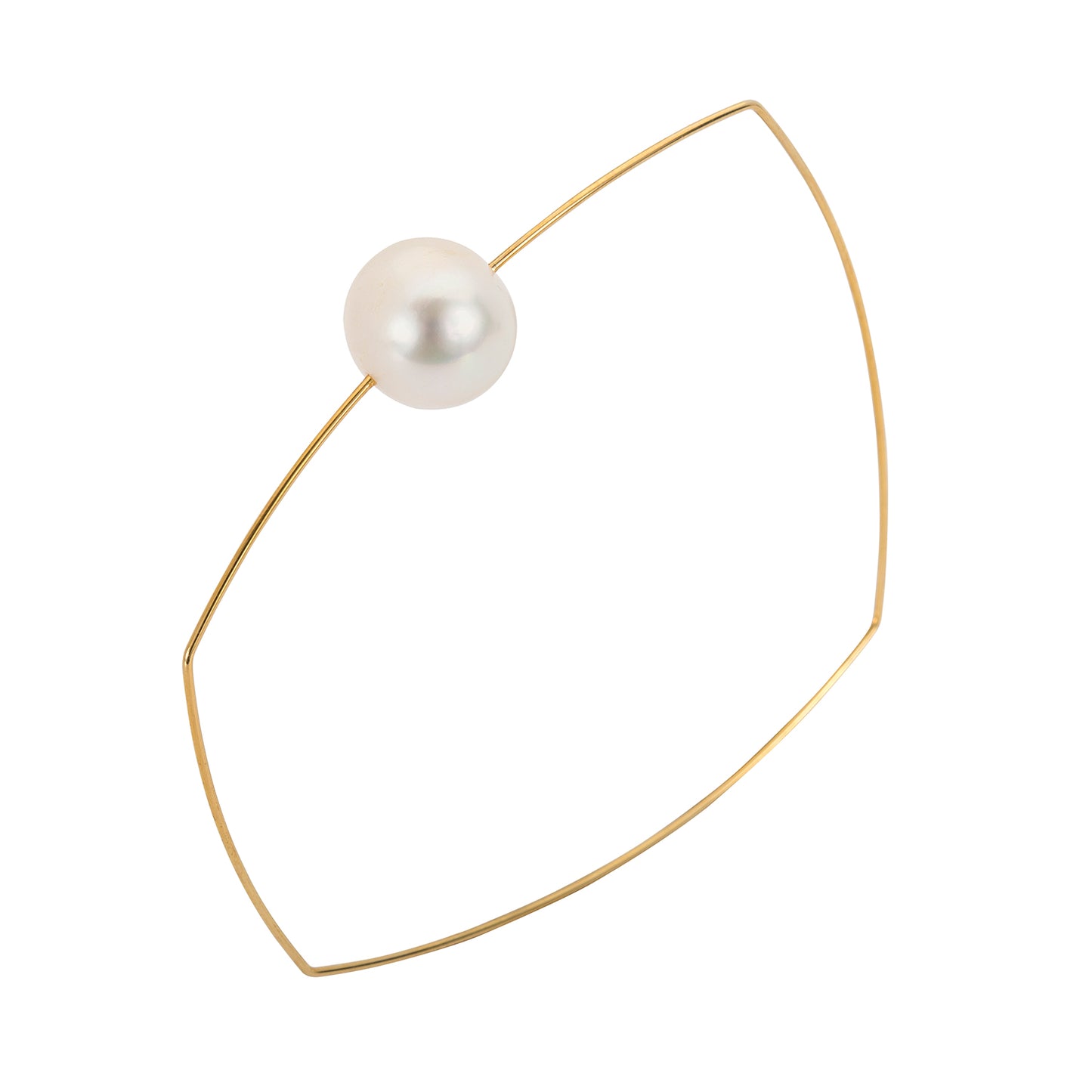 Square Bangle with Round Freshwater Pearl