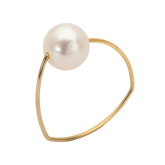 Triangle Ring with White Freshwater Pearl