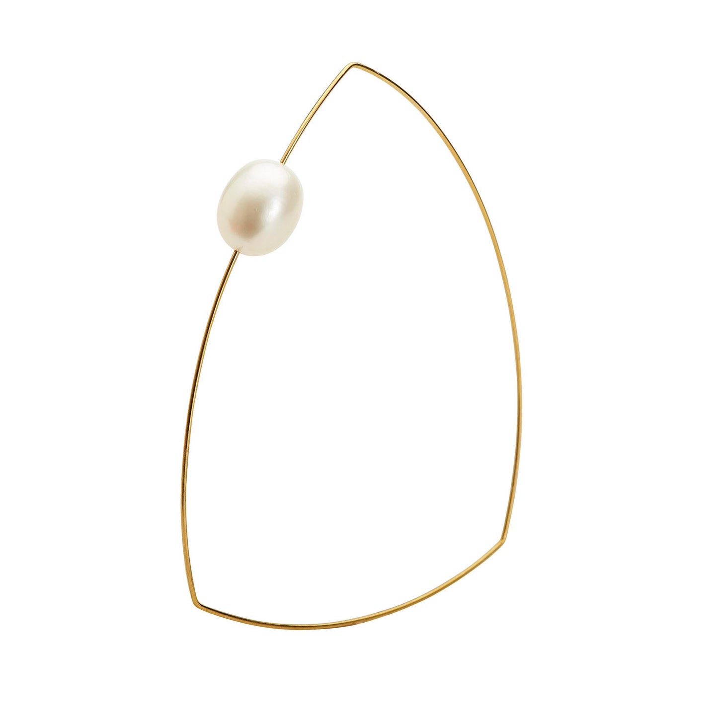 Flat Triangle Bangle with White Oval Pearl