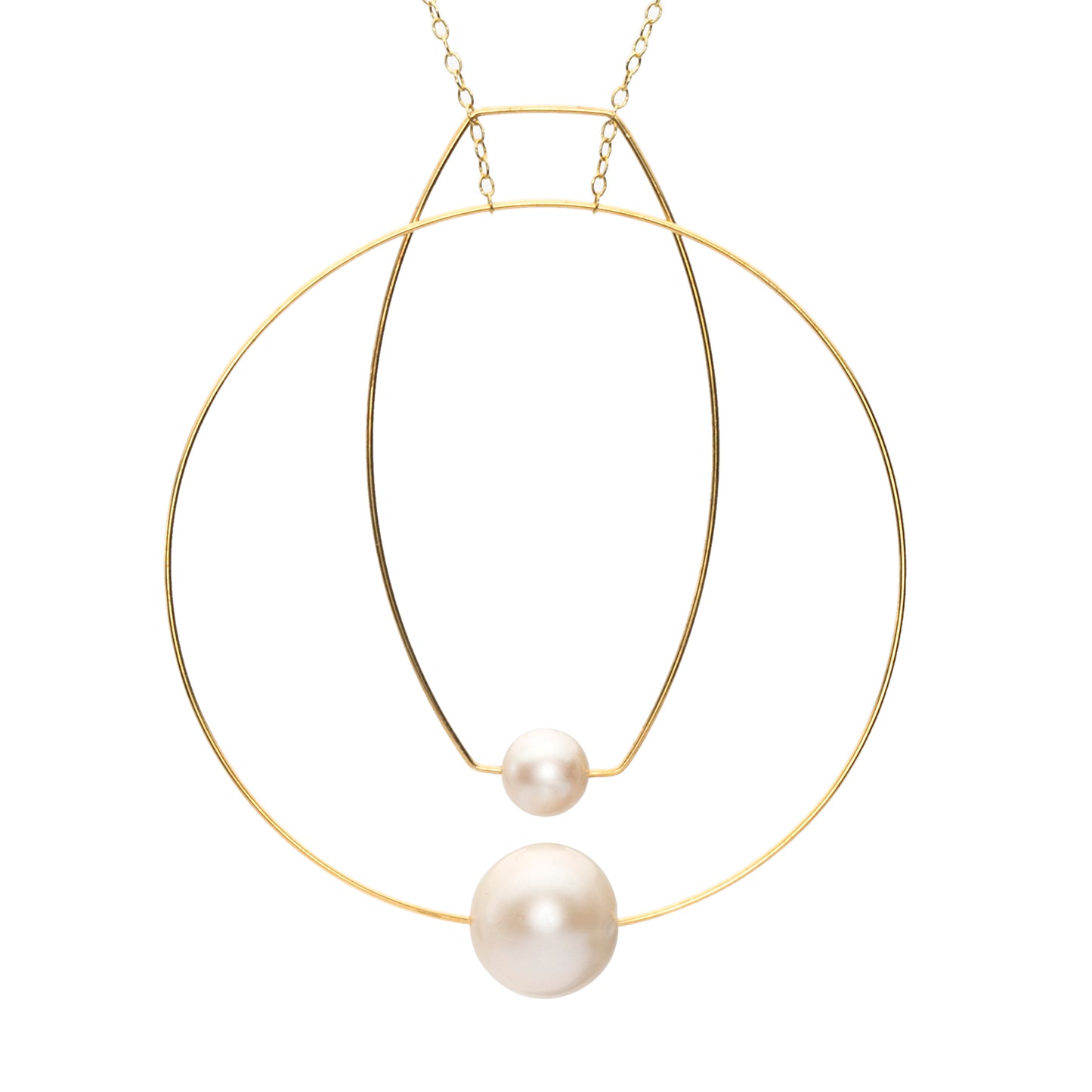 Multi Shape Necklace with Round Freshwater Pearls