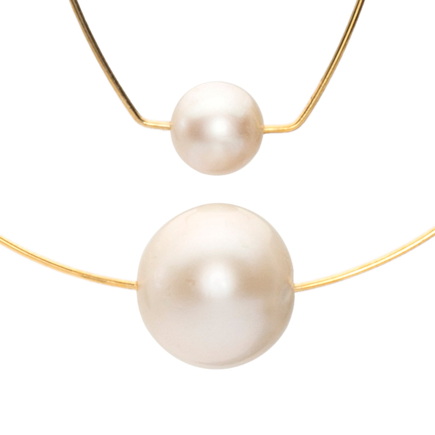 Multi Shape Necklace with Round Freshwater Pearls