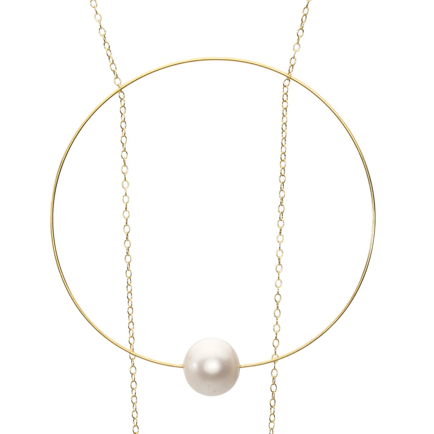 Statement Circle Pendant with Round Freshwater Pearl