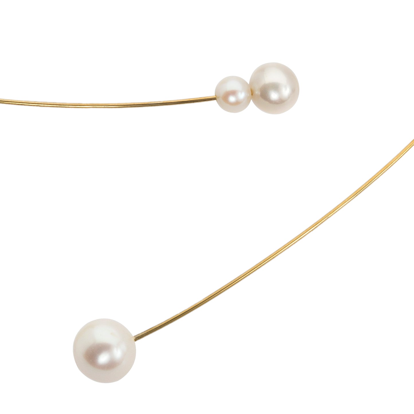 Square Asymmetric Neckwire with Round Freshwater Pearls