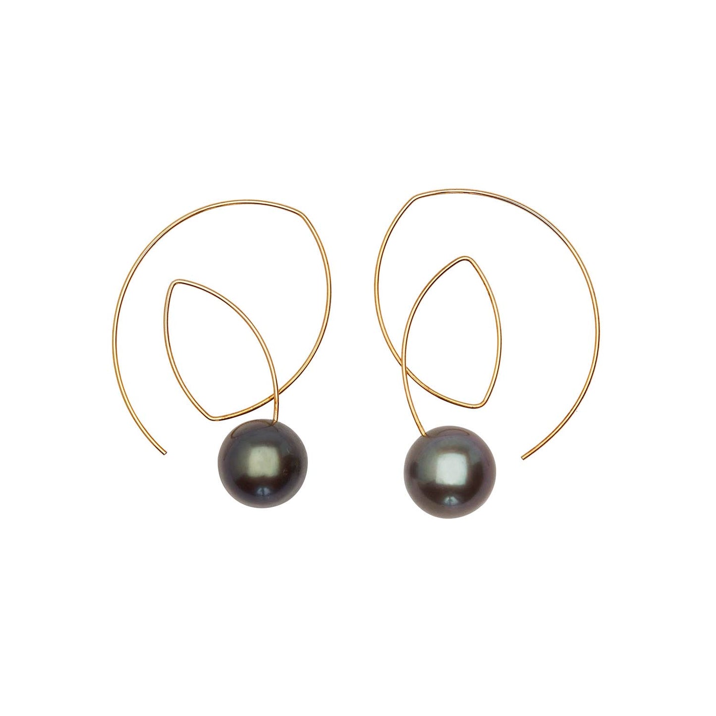 Angled Loop Earrings with Peacock Pearls