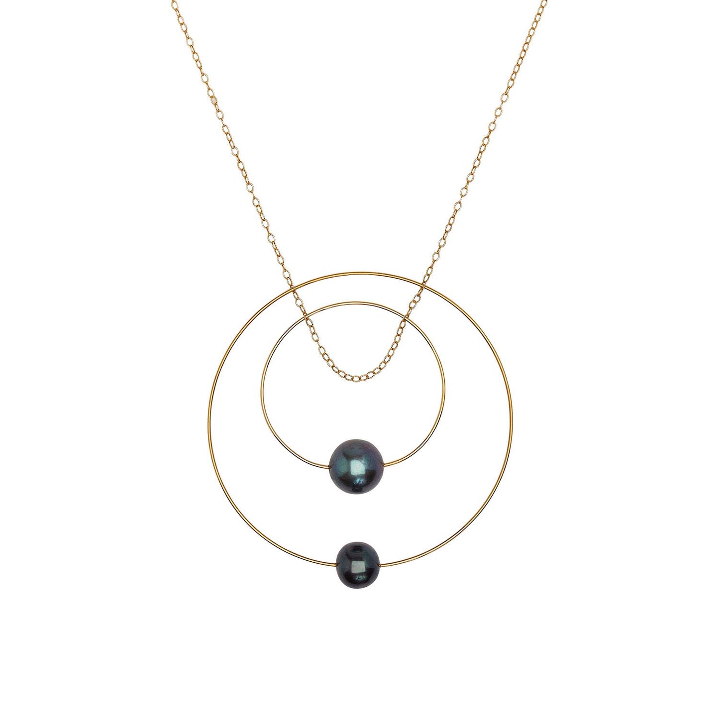 Double Circle Pendant Necklace with Peacock Pearls