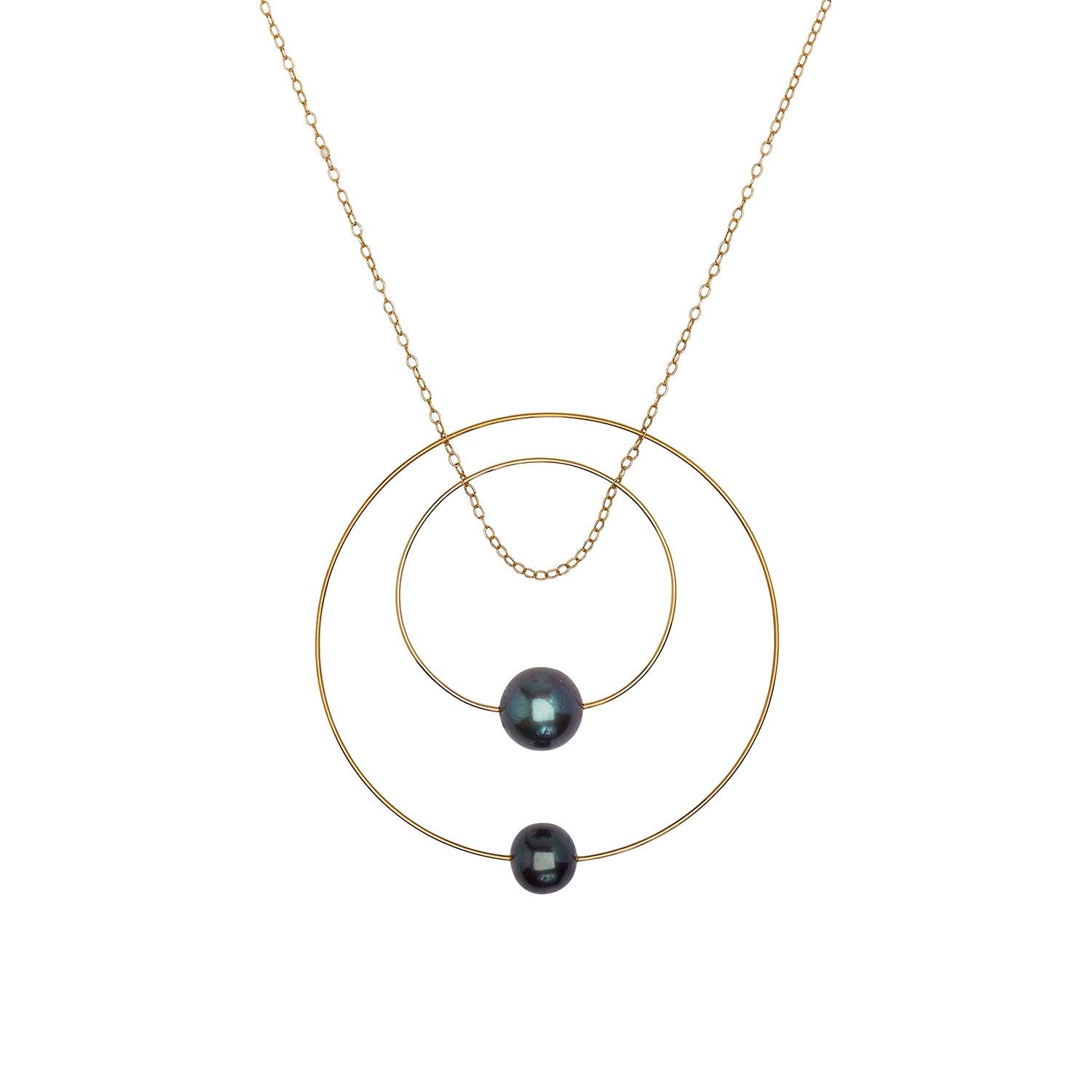 Double Circle Pendant Necklace with Peacock Pearls