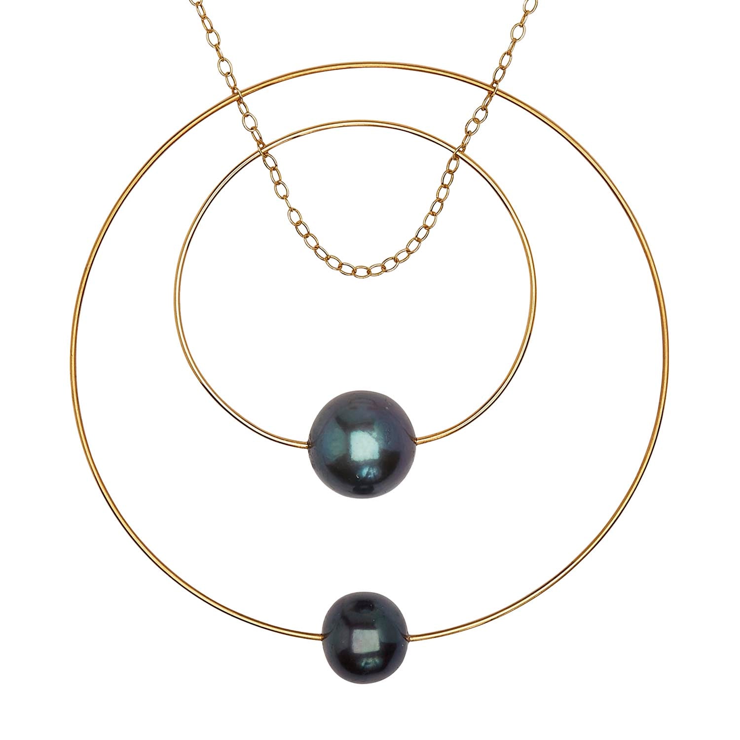 Double Circle Pendant Necklace with Peacock Pearls