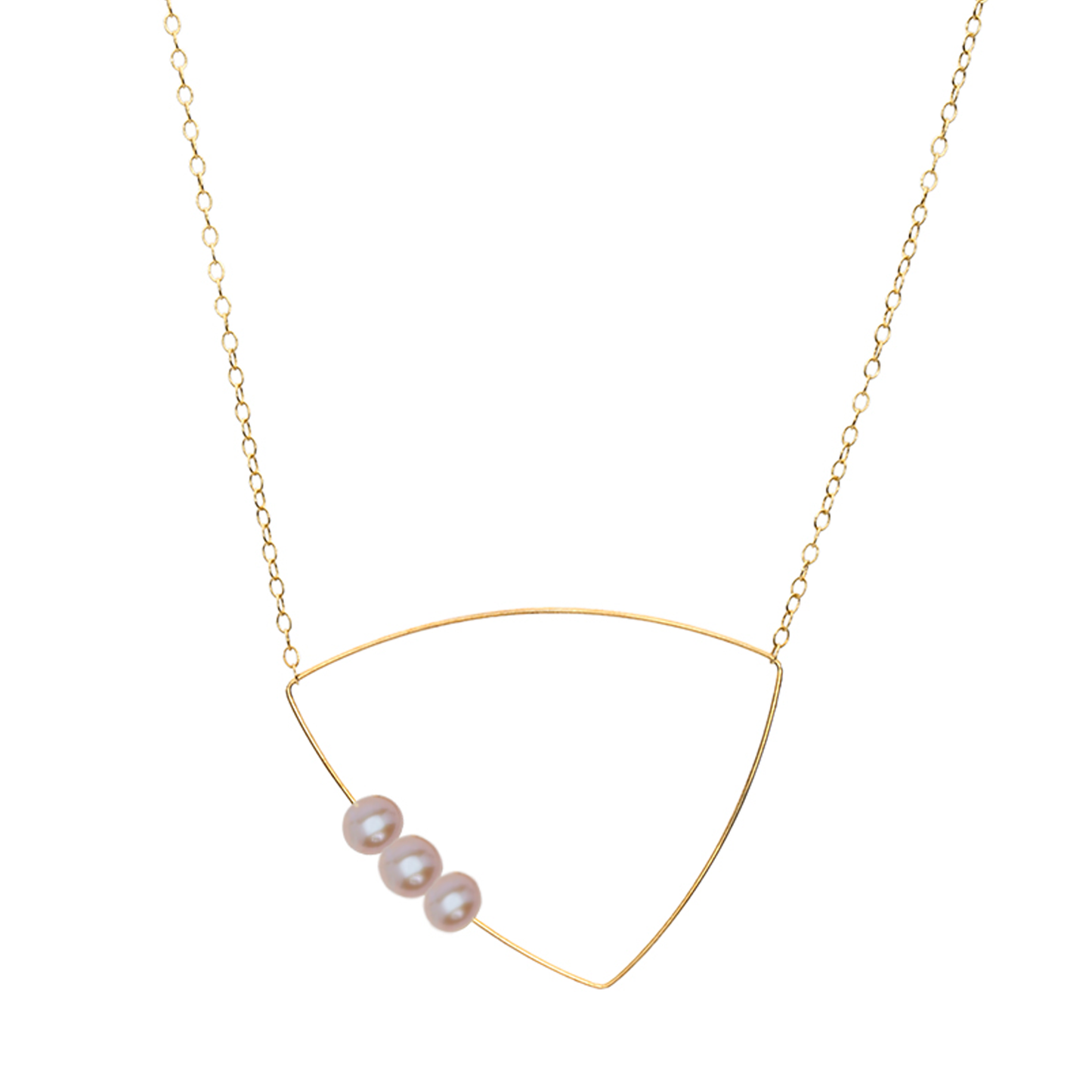 Triangle Pendant Necklace with Round Freshwater Pearls