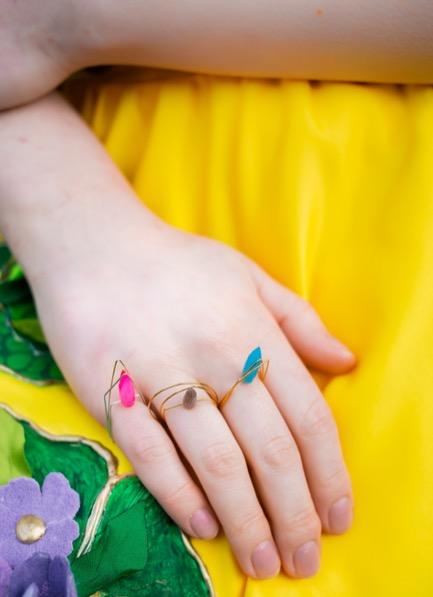 New York Deco Ring with Bullet-shaped Gemstones