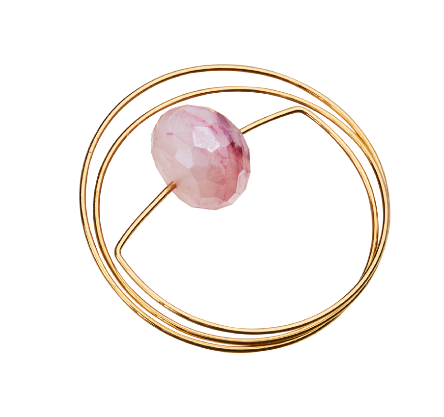 Circle Wrap Ring with Pink Silverite Moonstone