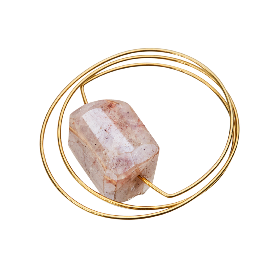 Circle Wrap Ring with Peach Moonstone