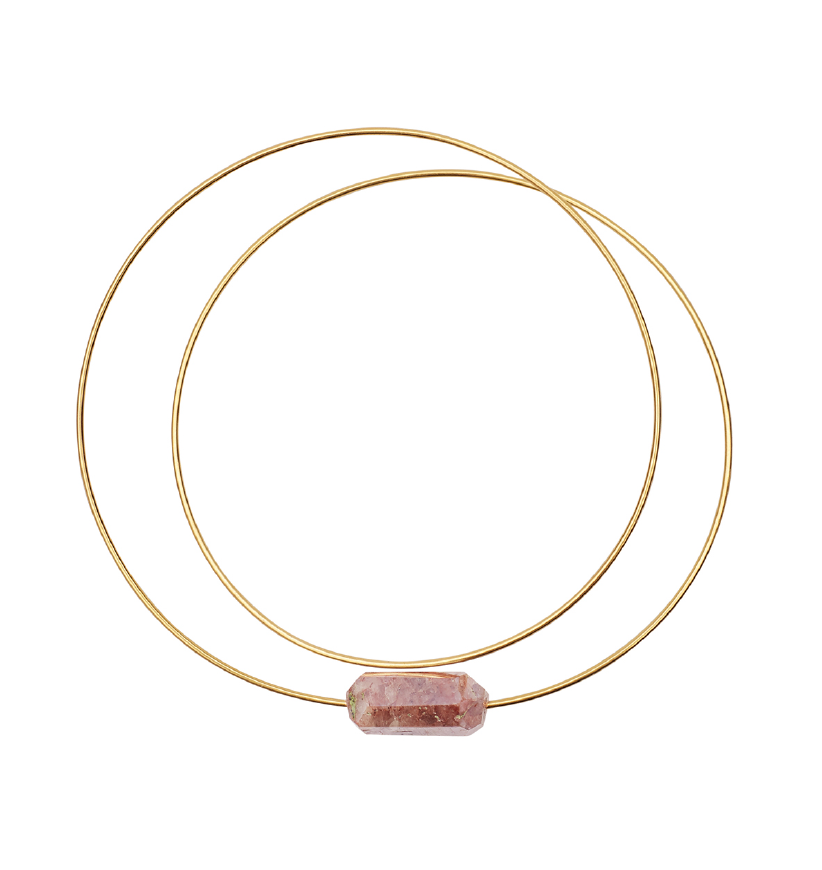 Round Bangle with Peach Quartz