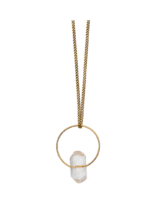 Circle Pendant Necklace with Rose Quartz