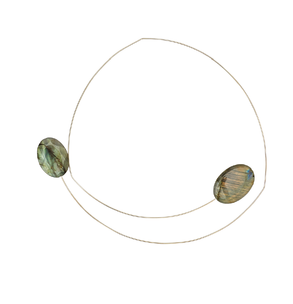 Square Asymmetric Neck Wire with Labradorite