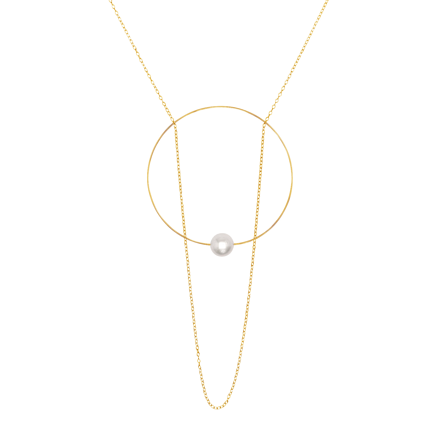 Statement Circle Pendant with Round Freshwater Pearl