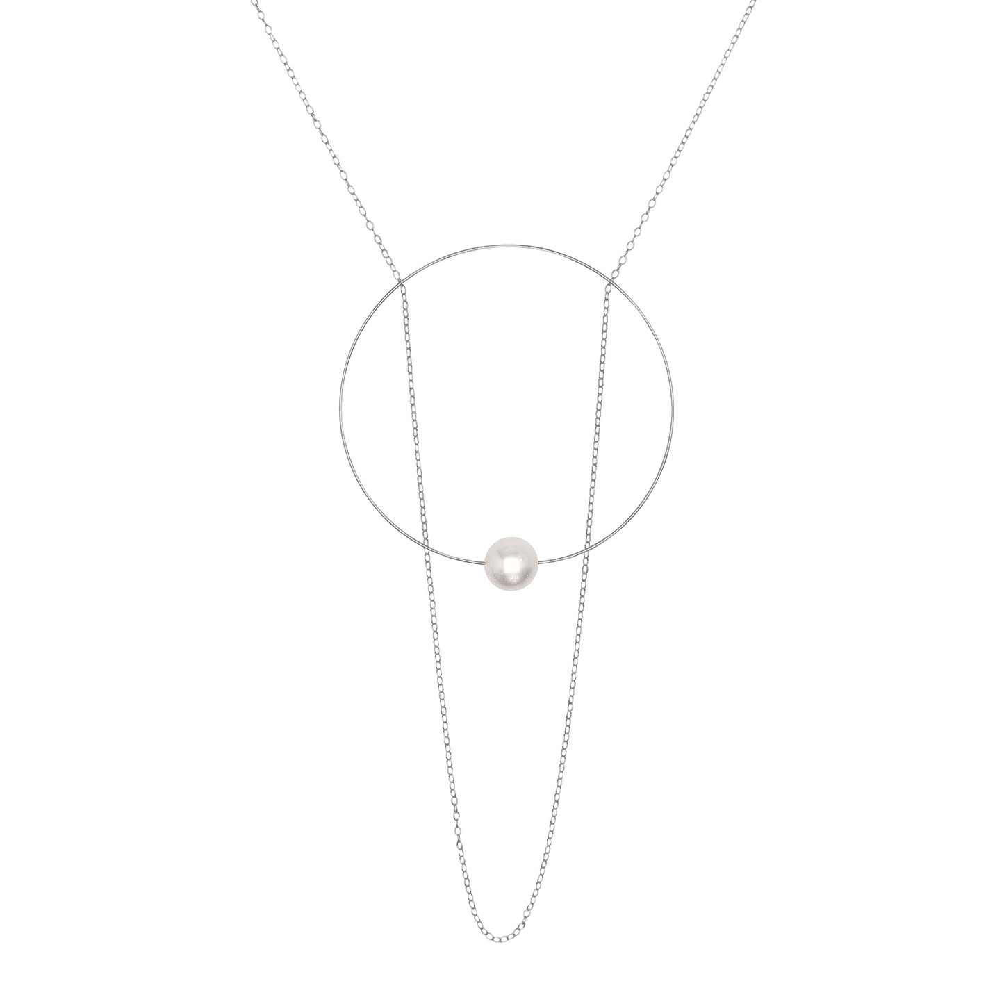 Statement Circle Pendant with Round Freshwater Pearl