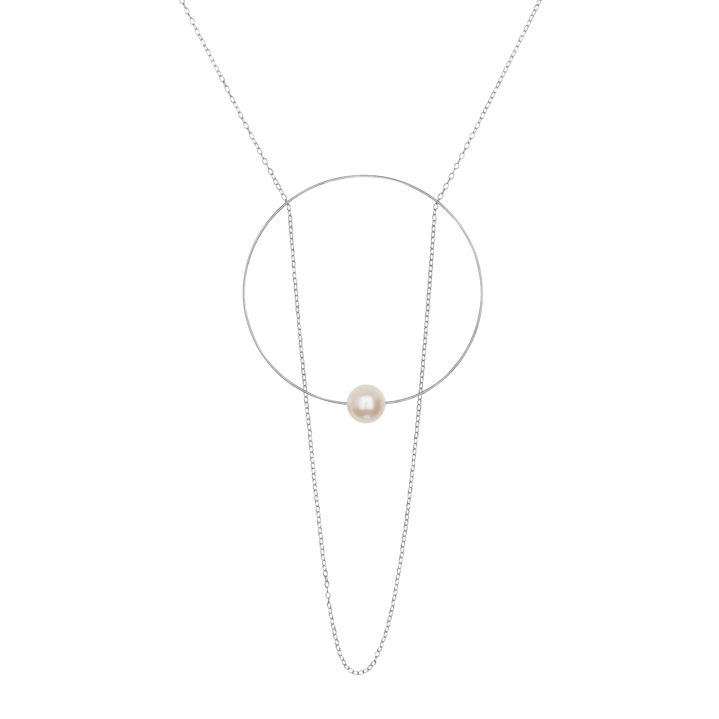 Statement Circle Pendant with Round Freshwater Pearl