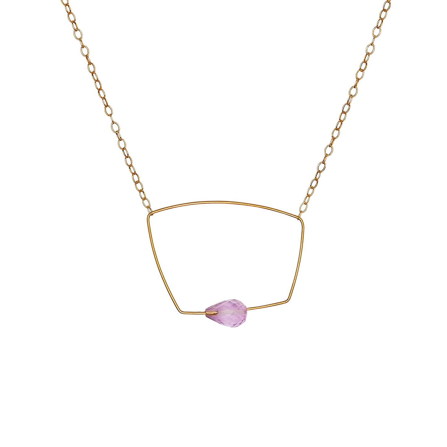 Asymmetric Square Pendant Necklace with hand-cut Gemstones