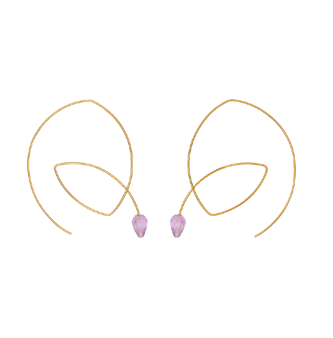 Large Angled Loop Earrings with Drop Gems