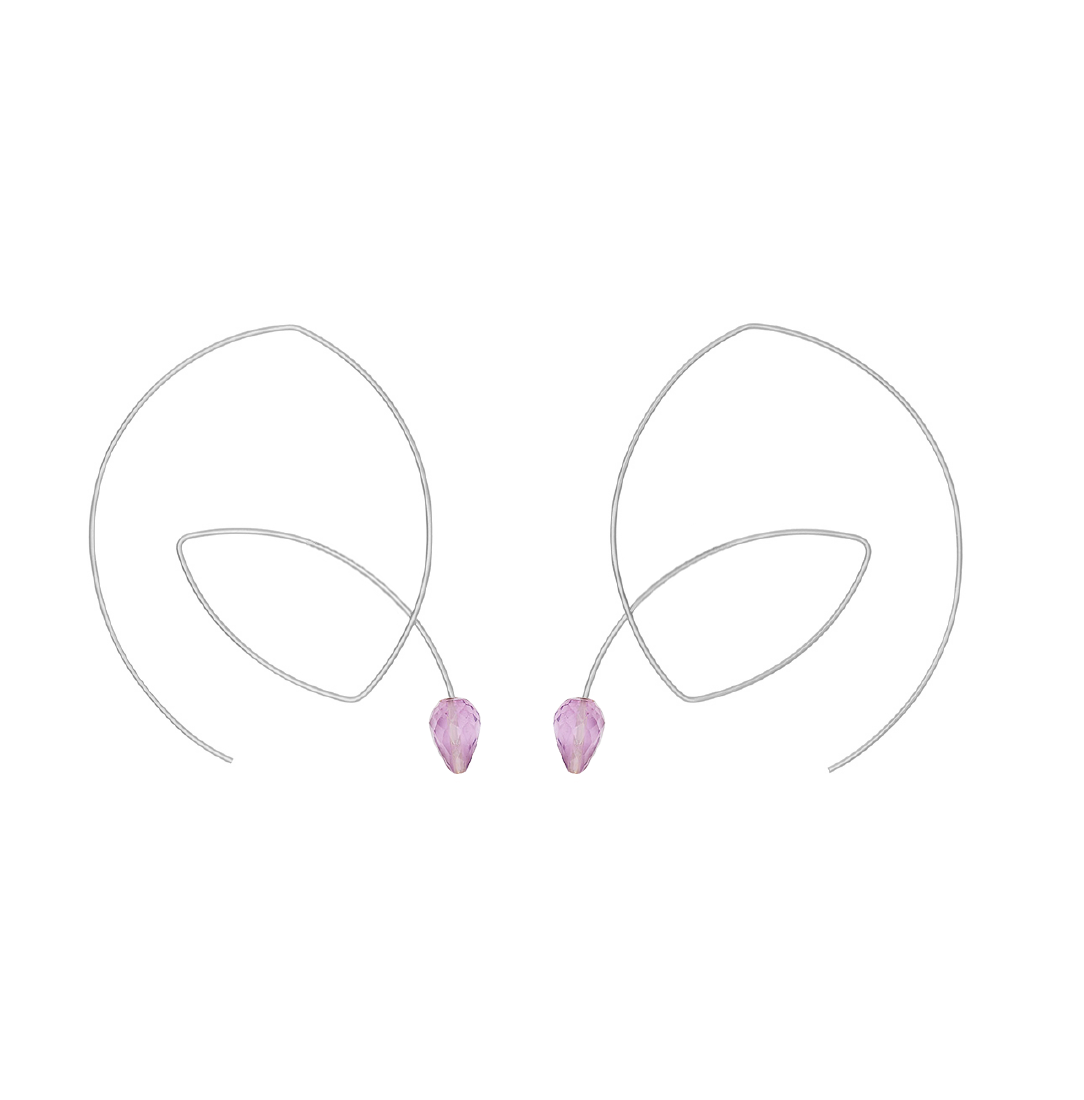 Large Angled Loop Earrings with Drop Gems