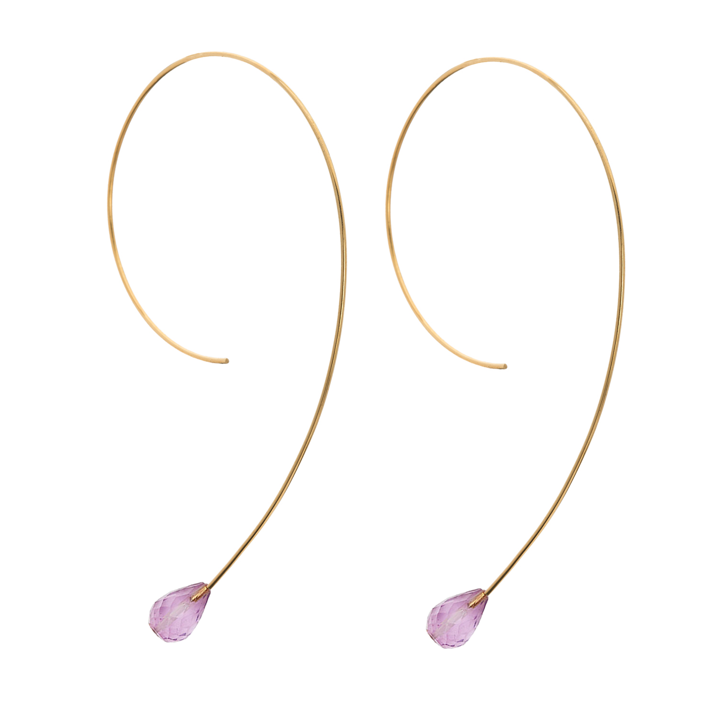 Long Loop Earrings with Drop Gems