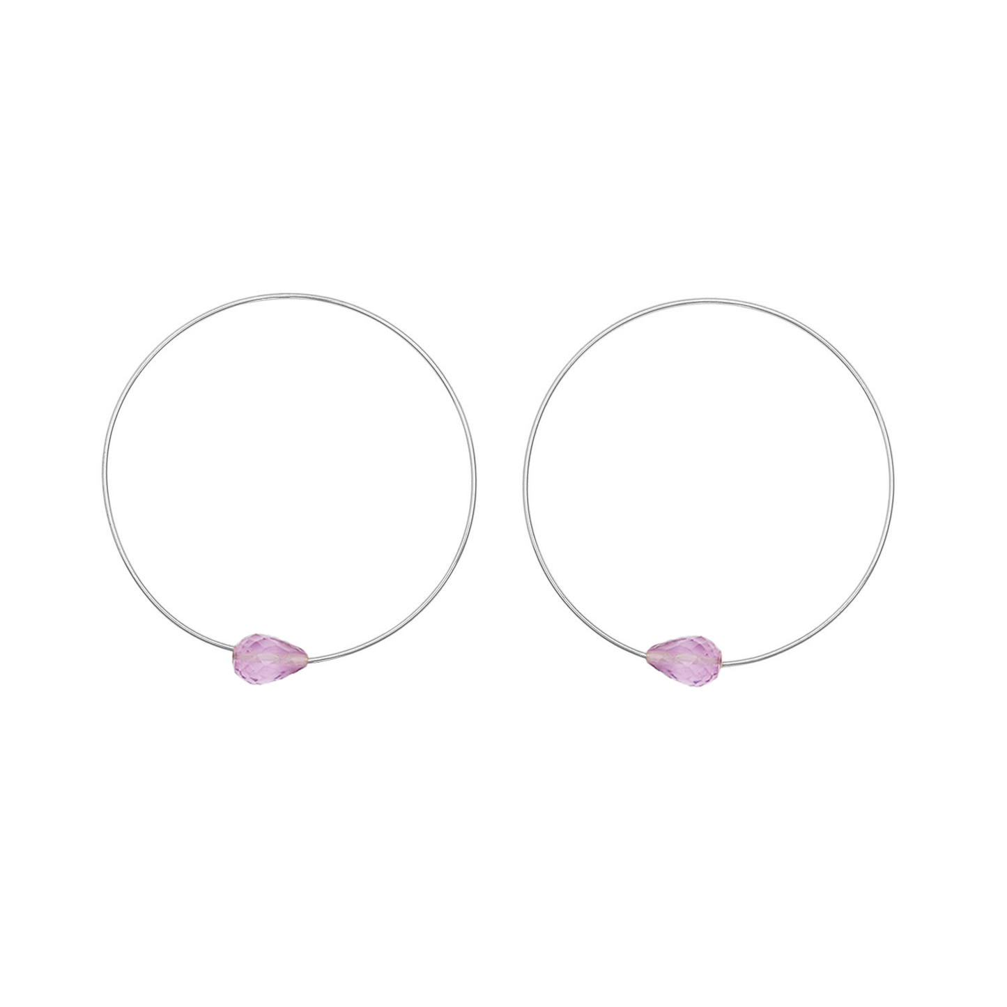 Small Round Hoops with Drop Gems