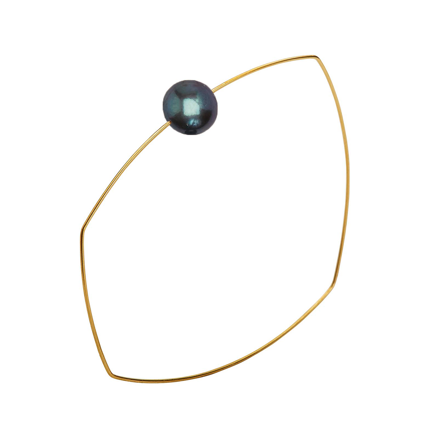 Asymmetric Square Bangle with 9mm Round Freshwater Pearl