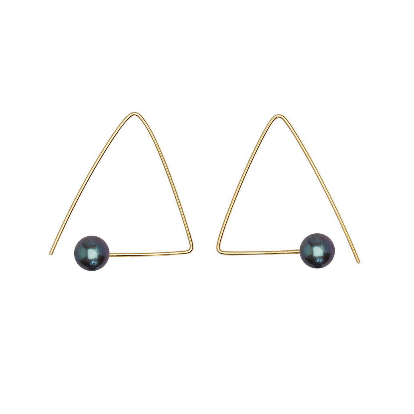 Petite Triangle Lobe Huggers with Round Freshwater Pearls