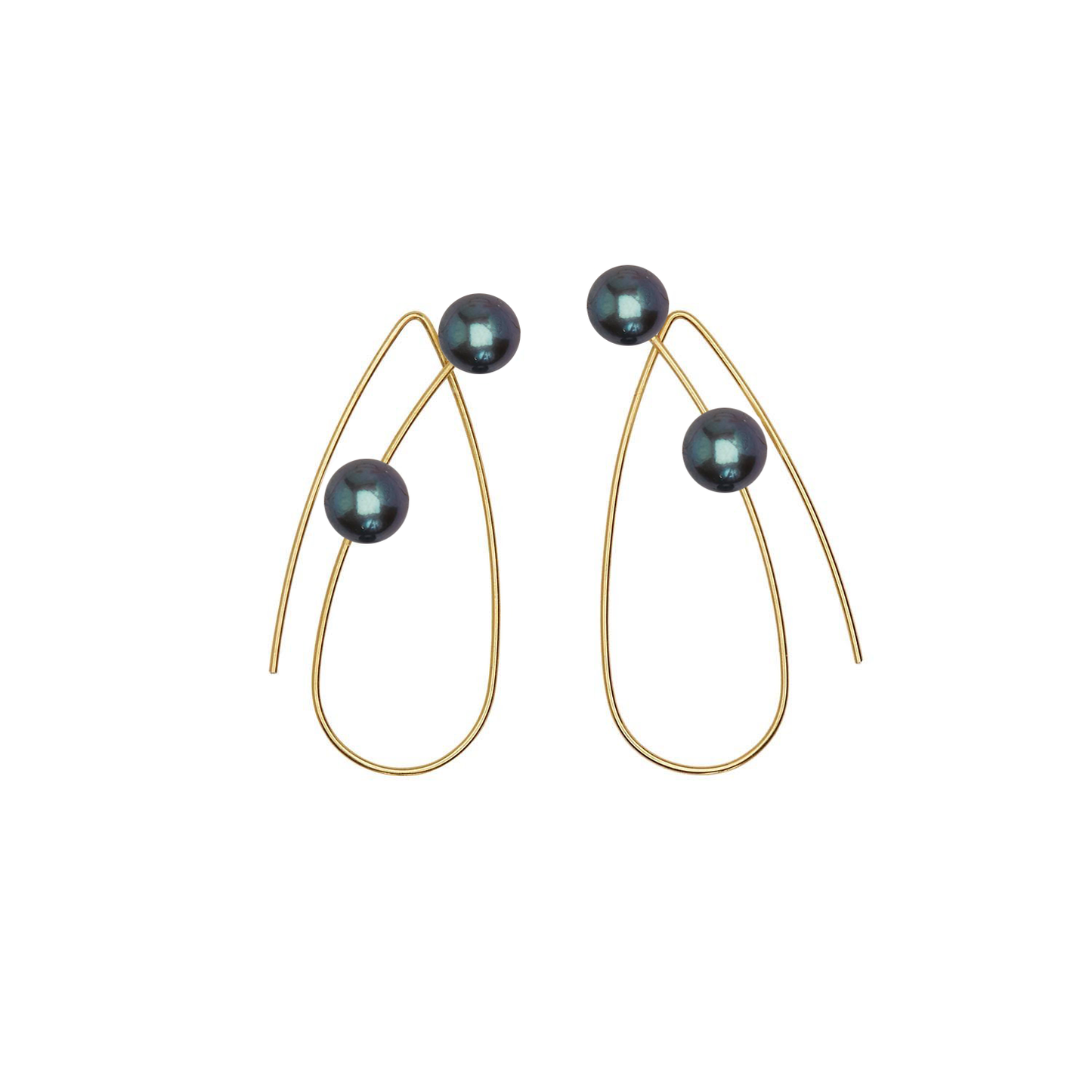 Pointed Loop Earrings with Round Freshwater Pearls