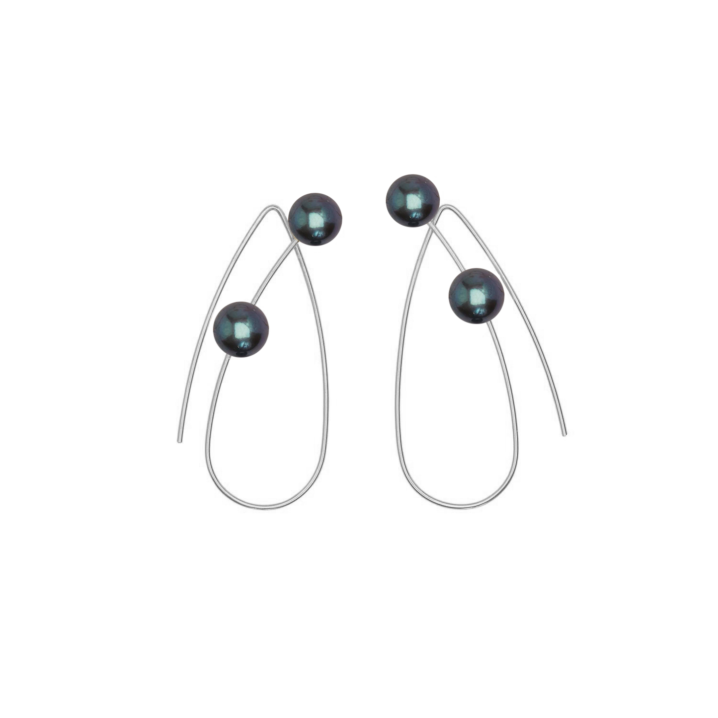 Pointed Loop Earrings with Round Freshwater Pearls