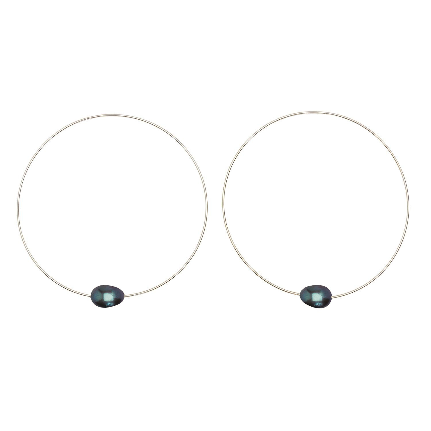 Medium Round Hoops with Oval Medium Round Hoops with Oval Freshwater Pearls