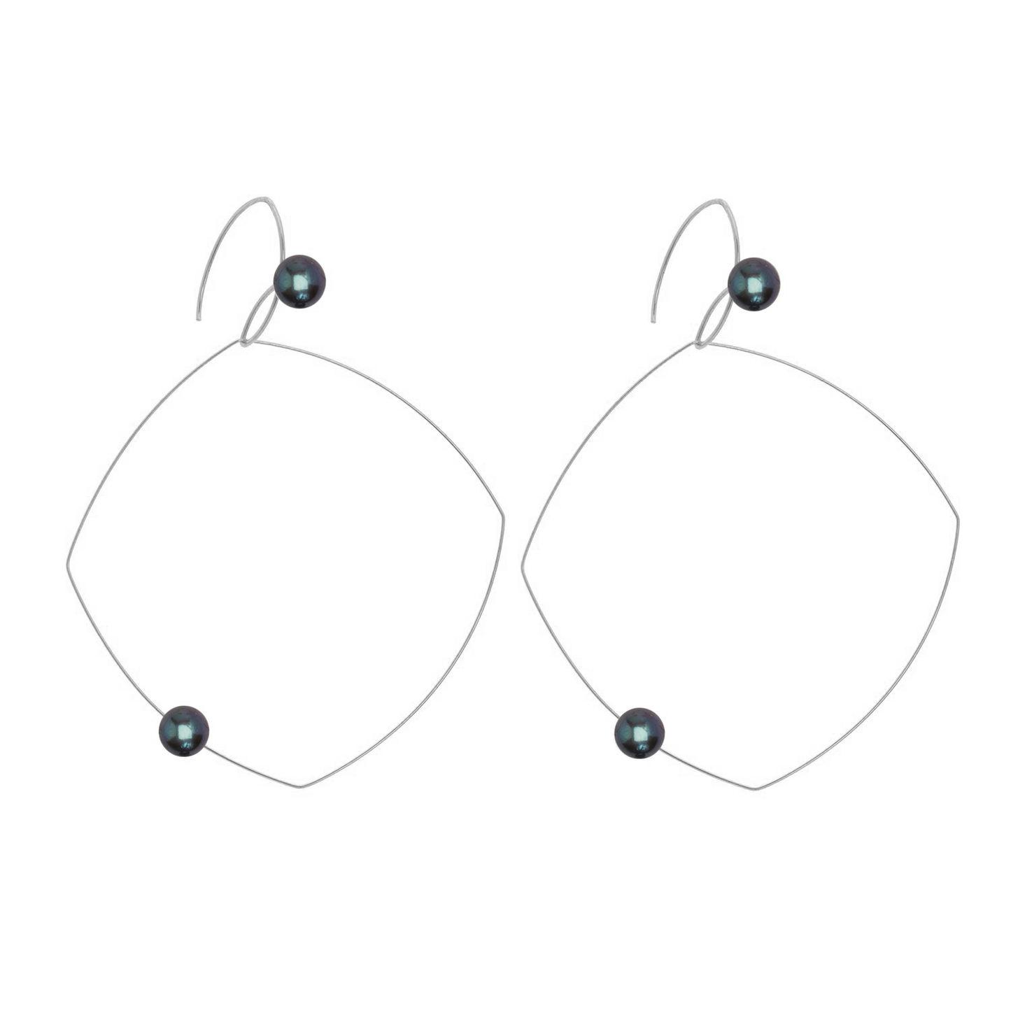 Multi Wear Square Earrings with Round Freshwater Pearls
