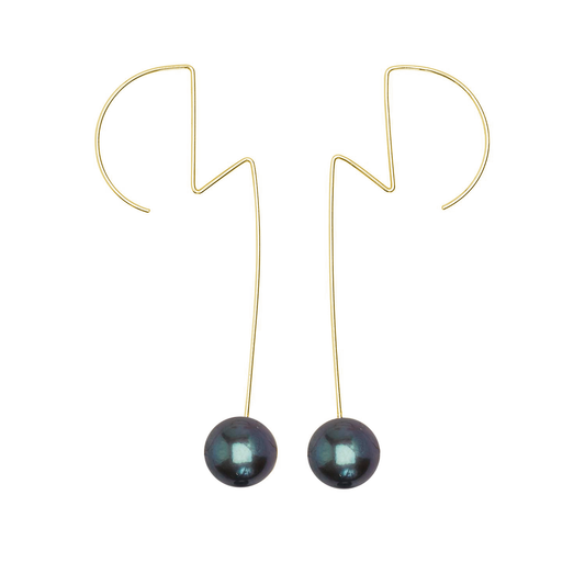 Ziggy Stardust inspired Earrings with Large Freshwater Pearls (9mm)