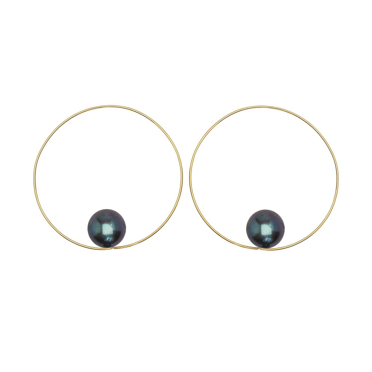 Small Round Hoops with Large Round Freshwater Pearls