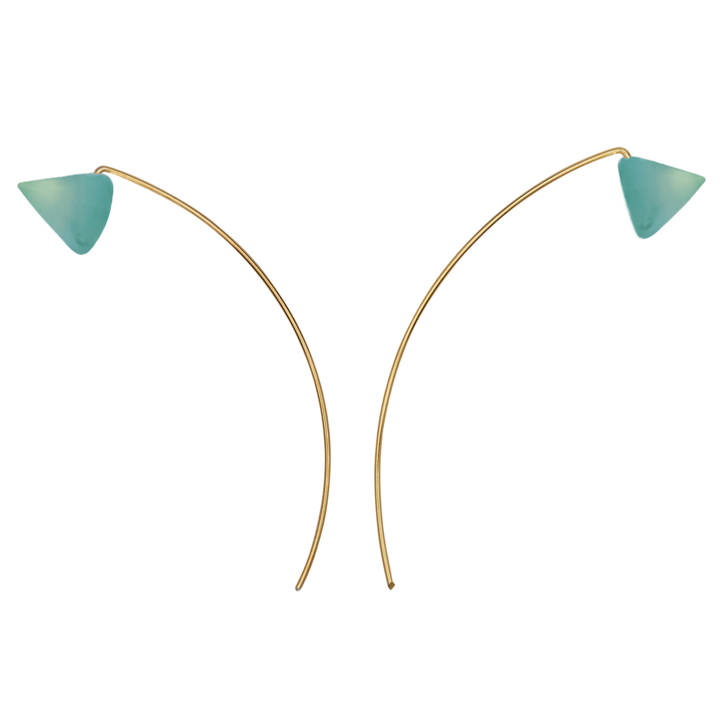 Long Curve Earrings with Cone-shaped Gemstones