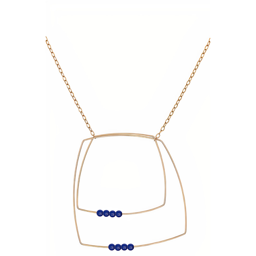 Multi Shape Pendant Necklace with Round Gemstones Beads