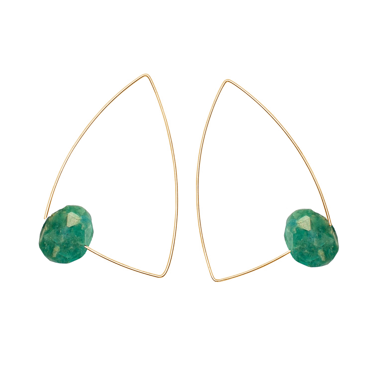 Large Triangle Earrings with hand-cut precious Gemstones