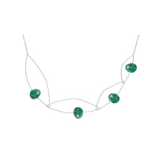 dark green gemstone necklace silver