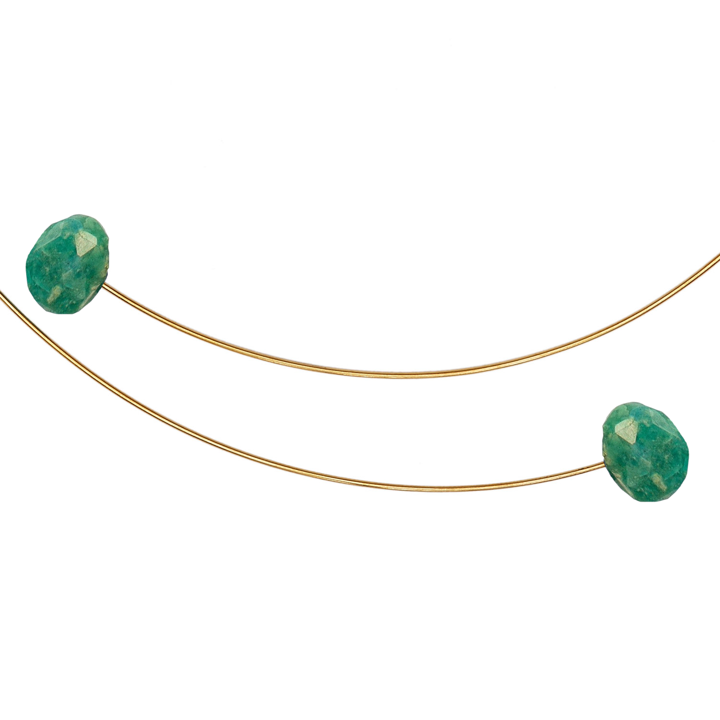 Asymmetric Neckwires with hand-cut gemstones